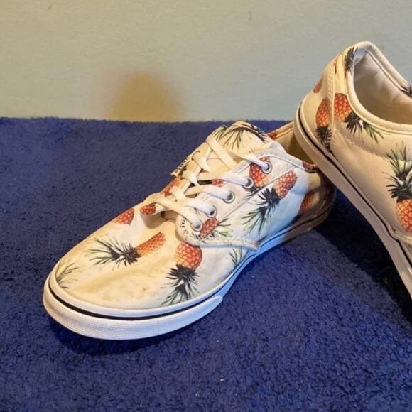 Vans Women's 6.5 Pineapple Print Lace Up Skater Tennis Shoe Sneakers - Picture 3 of 10